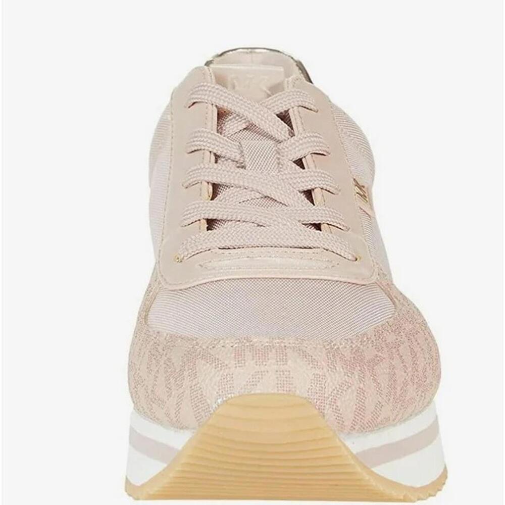 Michael Kors Monique Trainer Ballet 7.5 M Metallic Textile Lace-Up Signature NEW - Picture 7 of 8